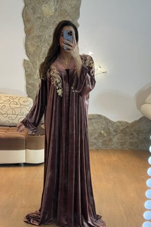 Abaya Velour Rose poudré