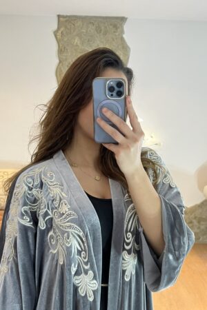 Abaya Velour Grise